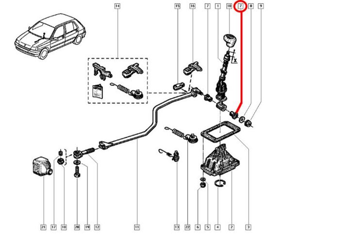 Tuleja dźwigni zmiany biegów Renault Clio II