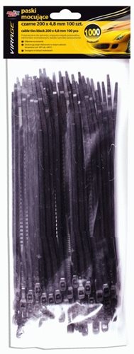 OPASKI MOCUJACE CZARNE 200X4,8MM 100 SZT