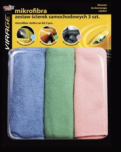 ZESTAW SCIEREK SAMOCHOD MIKROFIBRA 3SZT