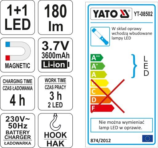 LAMPA WARSZT. 2IN1 LED MAGNET LAMPA WARS