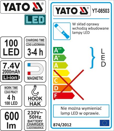 LAMPA KOMORY SILNIKA LED MAGNE LAMPA KOM