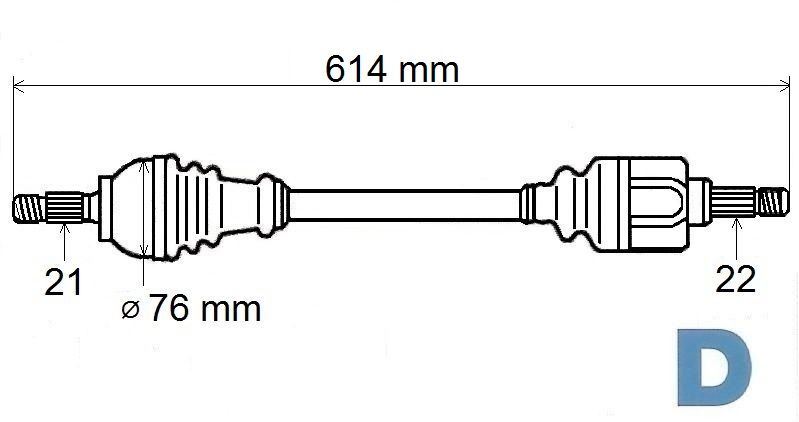 Półoś napędowa Citroen AX 14 D GTI 1.5 D 91> lewa