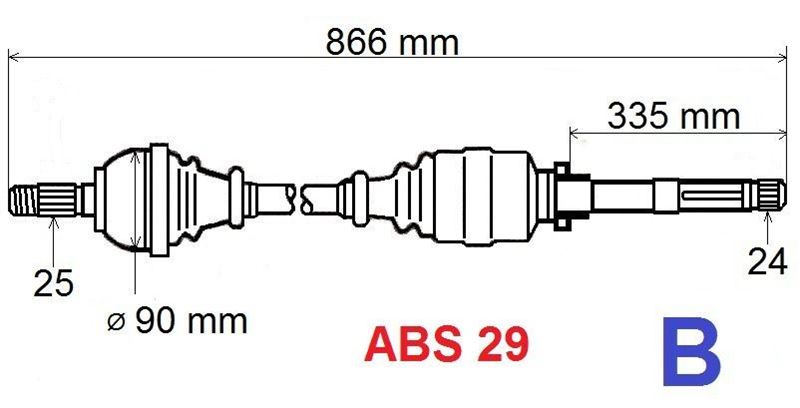 Półoś napędowa Citroen Xsara Citroen ZX 1.6 Hdi ABS 29 prawa