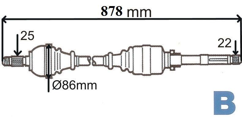 Półoś napędowa Peugeot 306 1.6 Mot.TU5 prawa