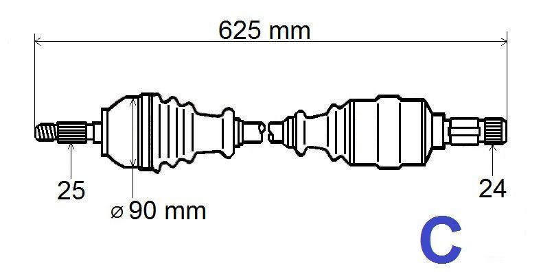 Półoś napędowa Citroen C4 Peugeot 307 1.6/2.0 Hdi lewa