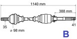 Półoś napędowa Citroen Jumper 2.2 Hdi/2.3 Hpt 06> prawa
