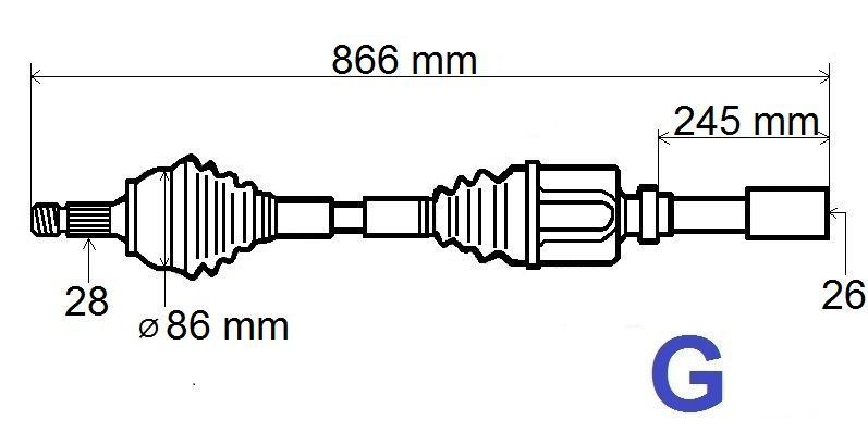 Półoś napędowa Citroen C5 III Peugeot 407 2.0 16V prawa