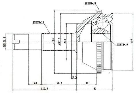 Przegub homokinetyczny Peugeot Boxer 14 ABS