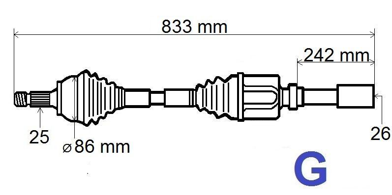 Półoś napędowa Citroen C4 Peugeot 307 1.6 Vti/2.0 16V prawa