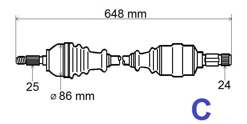 Półoś napędowa Citroen C5 2.0 16V 01-04 lewa