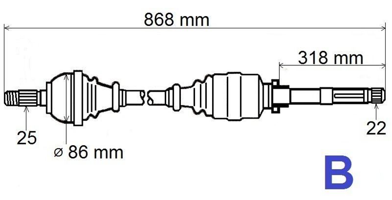 Półoś napędowa Citroen Berlingo Peugeot Partner prawa