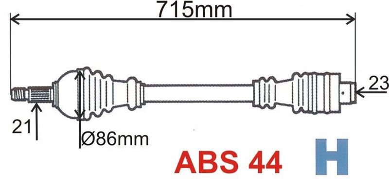 Półoś napędowa Renault Kangoo 1.2/1.4 ABS 44 prawa
