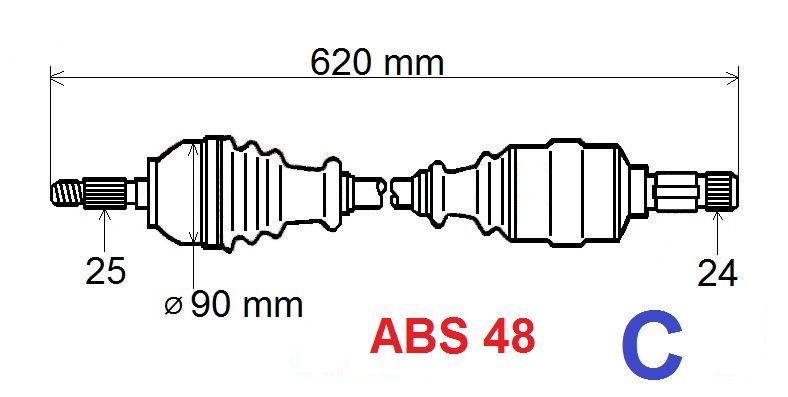 Półoś napędowa Citroen Berlingo 1.6 Hdi/Vti 08> lewa