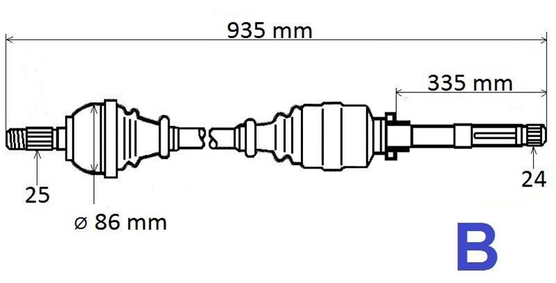 Półoś napędowa Peugeot 308 1.6 Hdi 2.0 07> MC prawa